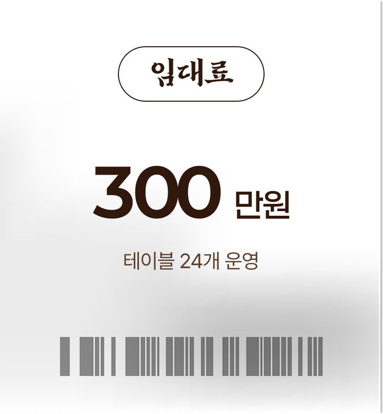 죽림보쌈칼국수 임대료